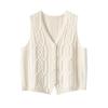 Women's 100% Pure Cashmere Thickened V-neck Cable Knit Cardigan Vest for Autumn/Winter