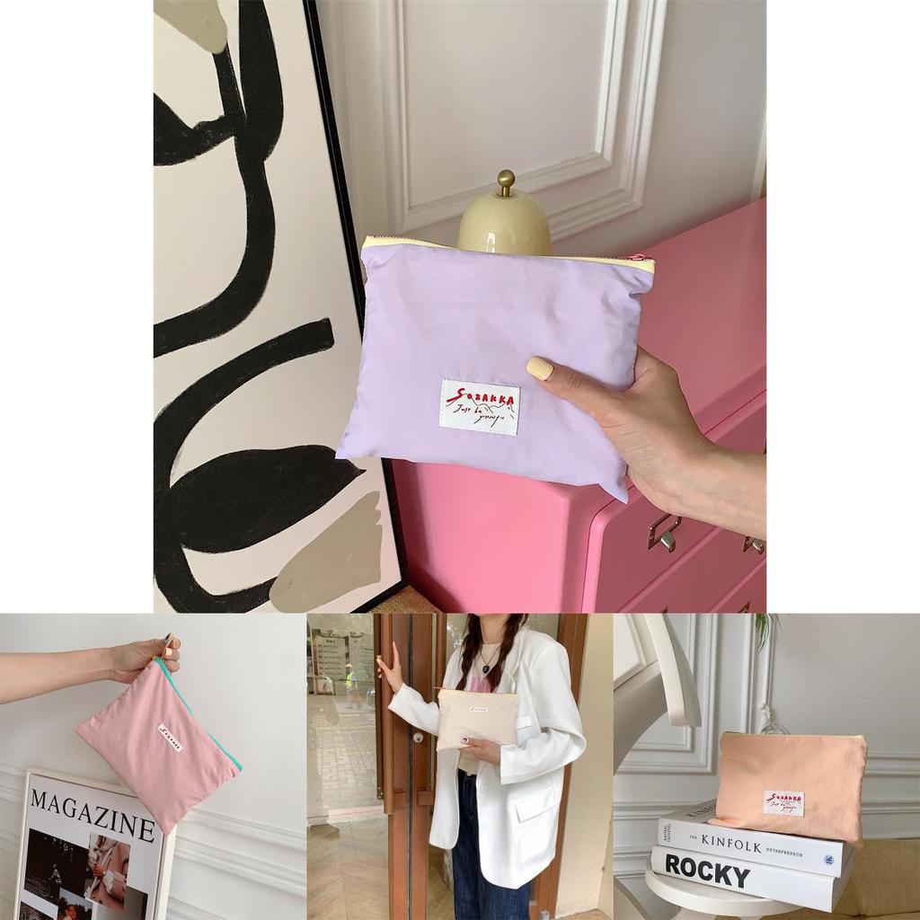 Korean Small Designer Ice Cream Color Makeup Bag Letter Handbag For Daily Use