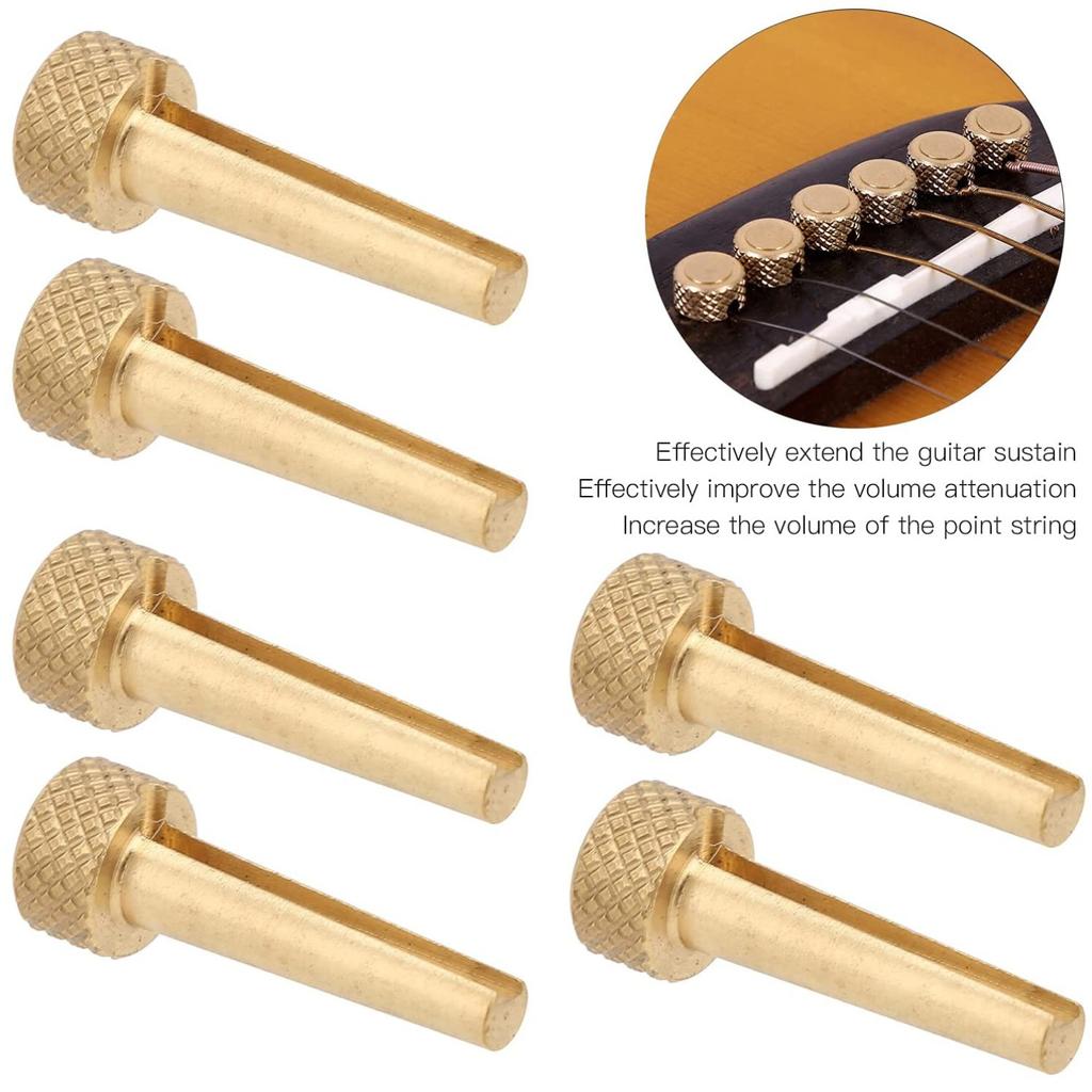 6-Pack Guitar Tuning Pegs Acoustic Guitar Brass Tuning Pegs Pineapple-Head Pure Copper Tuning Pegs Guitar Saddle