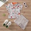 Kids Dinosaur Shirt Set Summer Boys Casual Short-sleeved Shorts Solid Color Set