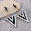 Unique Black White Color Triangle Drop Earrings for Women Korean Minimalist Geometric Acrylic Long Earrings Party Zircon