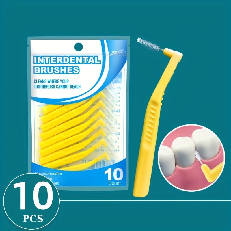 L-Shaped Interdental Brushes 10 Pack Portable Dental Cleaning Soft Bristles for Teeth Gaps Oral Care