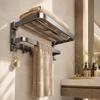 Étagère de rangement de salle de bain 40/50/60 cm Pliable Fixation murale Porte-serviettes Étagère à serviettes de salle de bain Cuisine