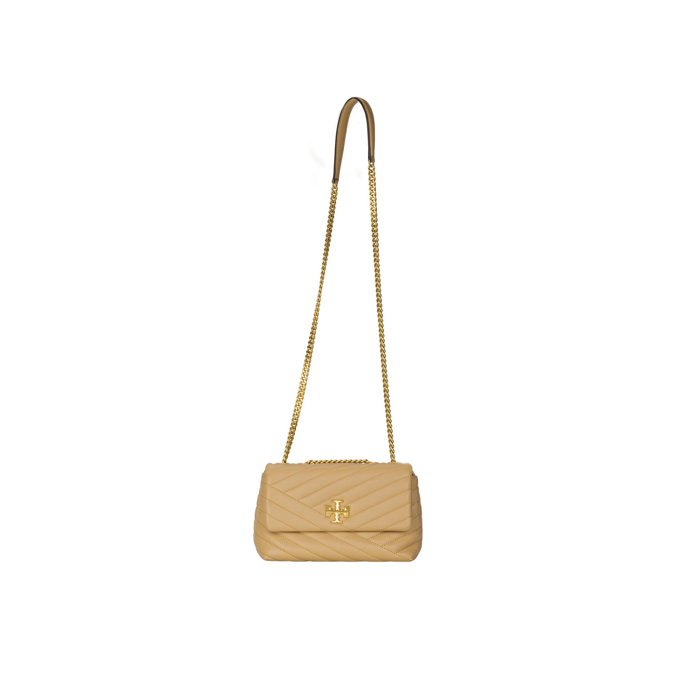 

Сумка Tory Burch Kira з стьобаним логотипом Double T на ланцюжку, яку можна носити через плече, маленька жіноча сумка, світло-коричнева 90452-251 Basic Set (Bag+Dust Bag)
