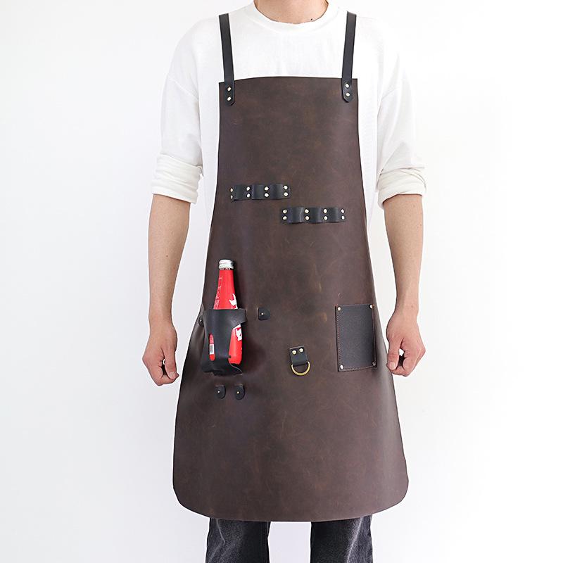 Custom Logo PU Leather Apron: Waterproof, Oil-Proof Cover for BBQ, Baking, & Work