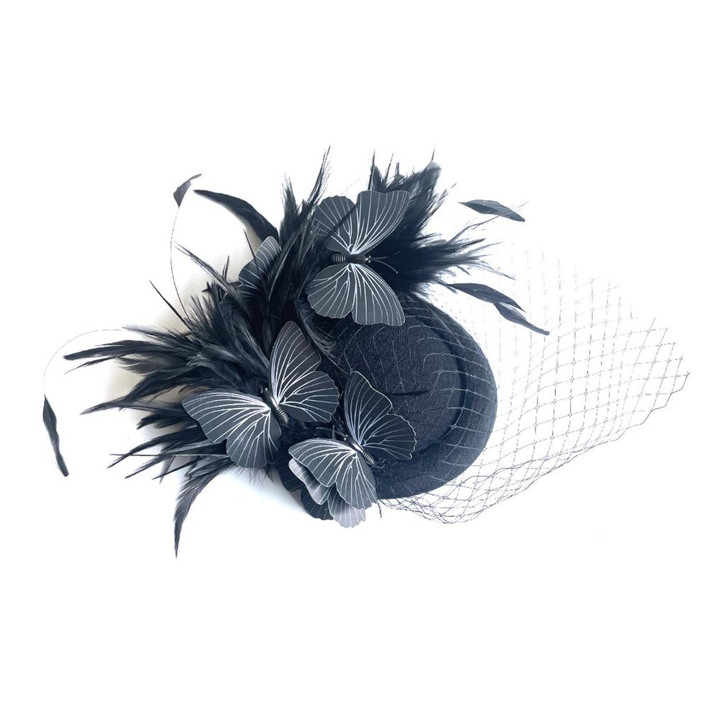 Girly Feather Fascinator Hat Hair Clip Banquet Party Headband for Teens Medieval Party Taking Photo Anti Slip Hairpin