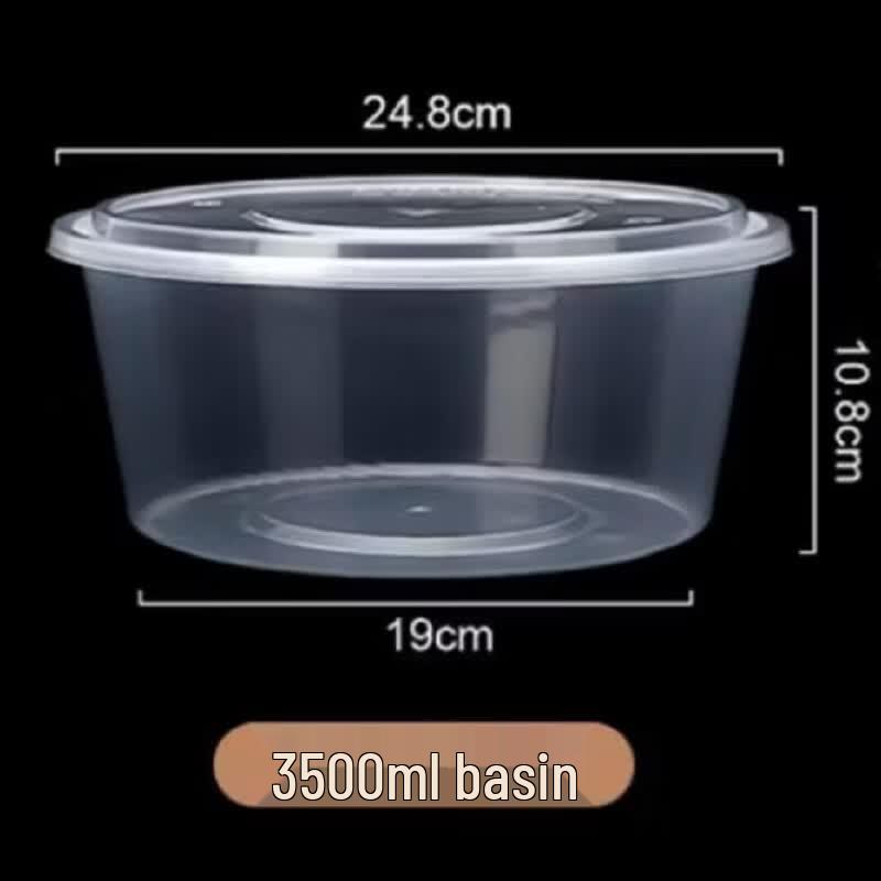 3500ML Thickened Disposable Round Plastic Food Containers with Lids, 90 Sets