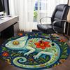 1pc Chameleon Flowers Office Round Area Rug, Indoor Mat Suitable For Office, Under Office Chairs Bedroom Living Room Home Decor, Room Deco 024