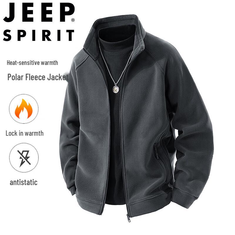 Мужская ветрозащитная теплая флисовая повседневная куртка JEEP SPIRIT Осень/Зима 2XL серый