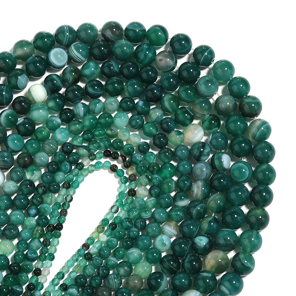 1 Strand 4/6/8/10/12mm Natural Stone Green Stripe Agate Beads Round Loose Bead For Jewelry Making DIY Bracelet Necklace Supplies