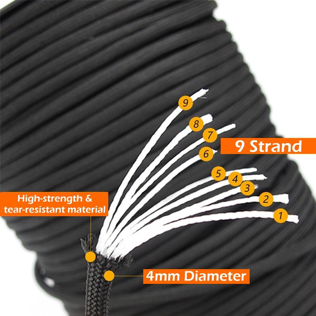 Buy 100M 9 Strand 4mm Military Paracord Multifunction Survival 550