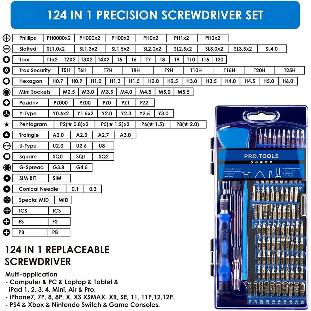 124-in-1 Multi-Purpose Precision Manual Screwdriver Set Mobile Phone Computer Hand Screwdriver Kit
