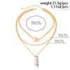 Salircon Fashion Double Circle Straight Bar Multi-layer Chain Necklace Women's Creative Exquisite Metal Pendant Necklace Jewelry