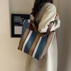 Canvas Bag Large Capacity Shoulder Bag for Female Striped Tote Bag