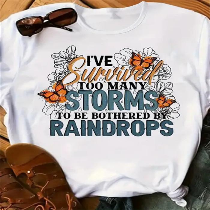 Sommar damer rundhalsad ren bomull tryckta t-shirts