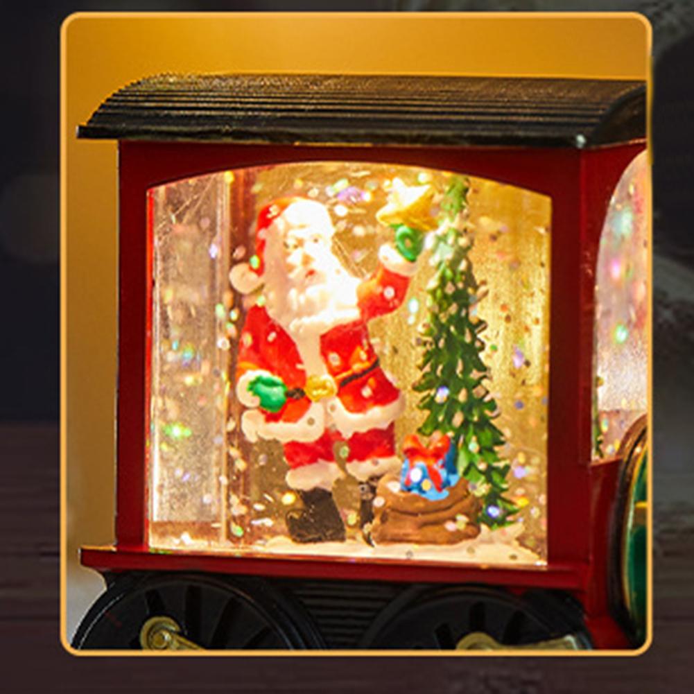 Christmas Train Lantern Decoration Christmas Snowman Santa Train Water Swirling Glitter Lantern Battery Operated Christmas Gifts