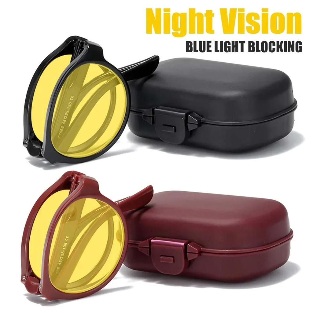 Round Frame Yellow Lens Night Vision Glasses for Men Women Ultralight Blue Light Blocking Eye Protection Eyewear for Driving