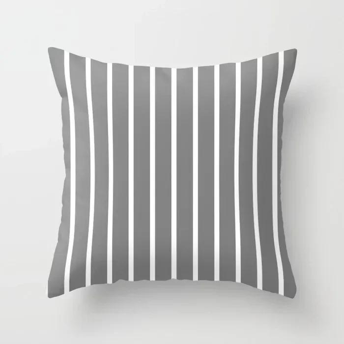 Modern Nodic Style Geometric Gray Pillowscase Polyester Grey Plaids Stripe  Cushion Covers Decorative Sofa Throw Pillows