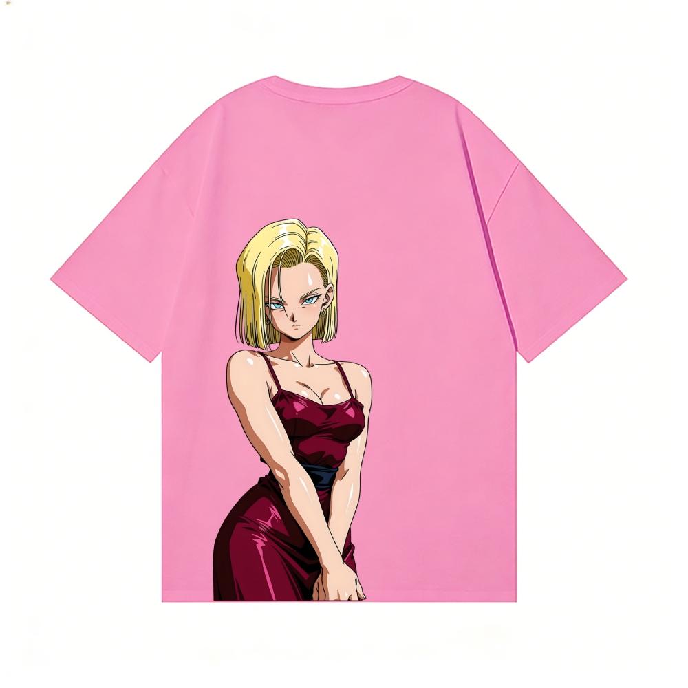 Dragon Ball Android 18 Back Art Cotton Tee High-quality Streetwear Is Suitable for Both Men and Women Summer T-shirts
