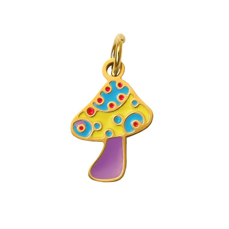 Summer On The New National Tide Does Not Fade Niche Dripping Oil Colored Mushroom Necklace Accessories Diy Design Pendant Female