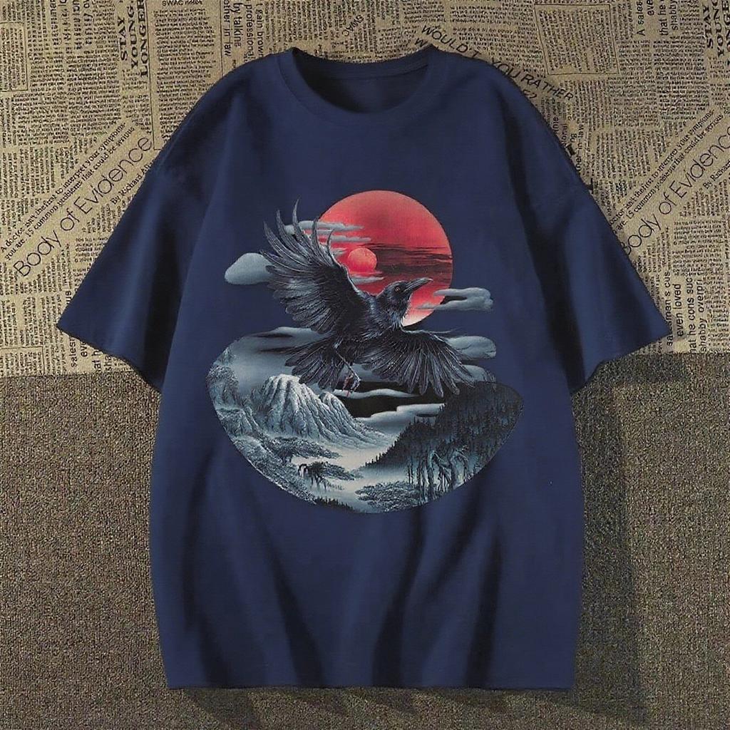 2025 American Devil Style Printed Short-sleeved Summer Casual Fashion Top Crew Neck Cotton Cool Breathable T-shirt