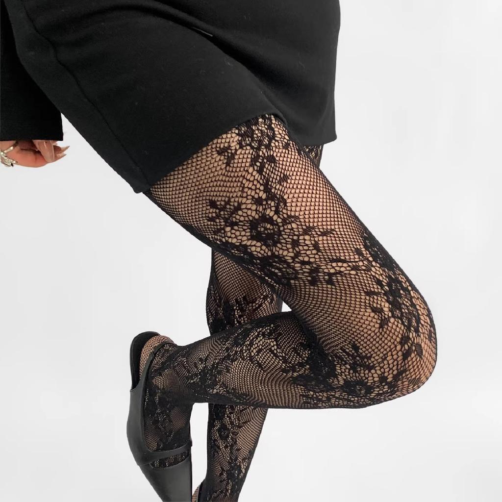 1 Pair Mesh Breathable Over The Knee Stockings Women Sexy Lace Floral Fishnet Stockings Costumes Jk Lolita Thigh High Socks