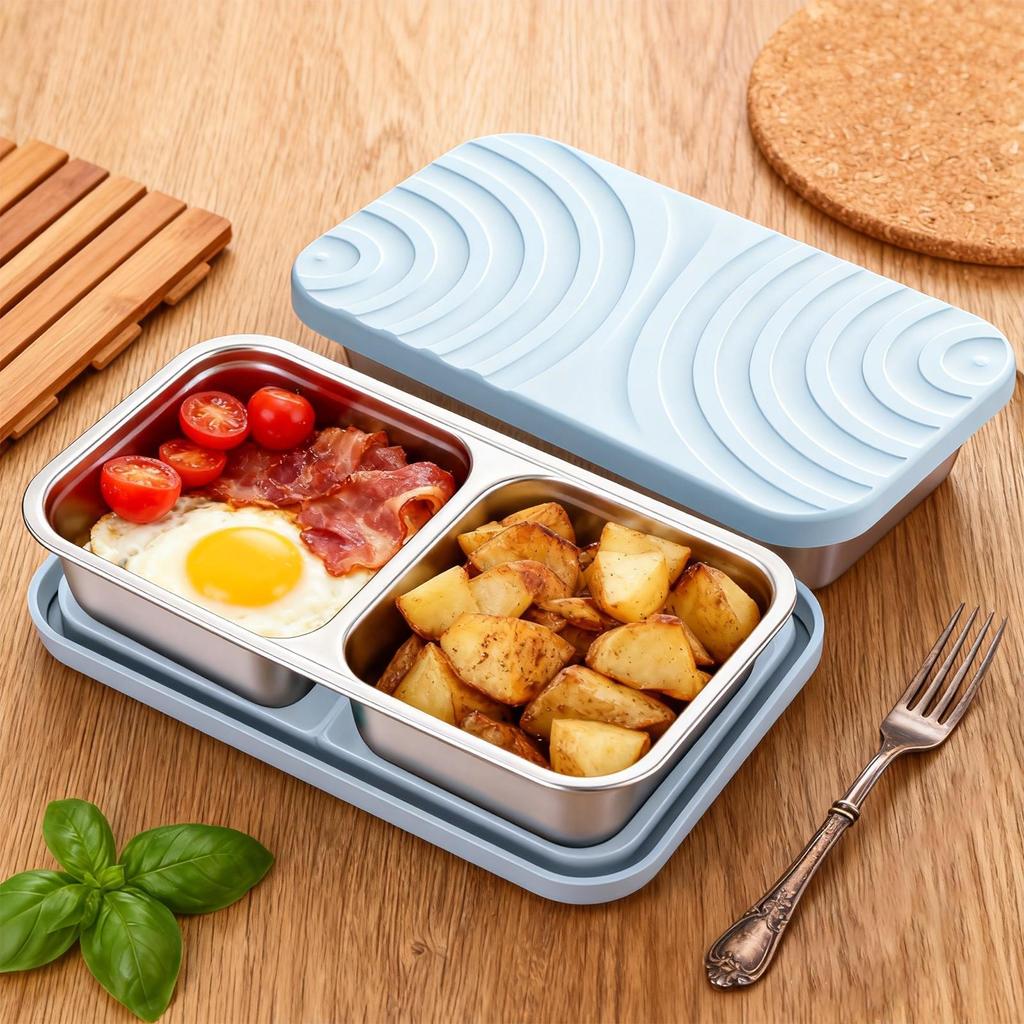 Stainless Steel Food Containers Leak-Proof Airtight Snackle Box Container For Kids Adults Meal Prep Fruit School Office Camping