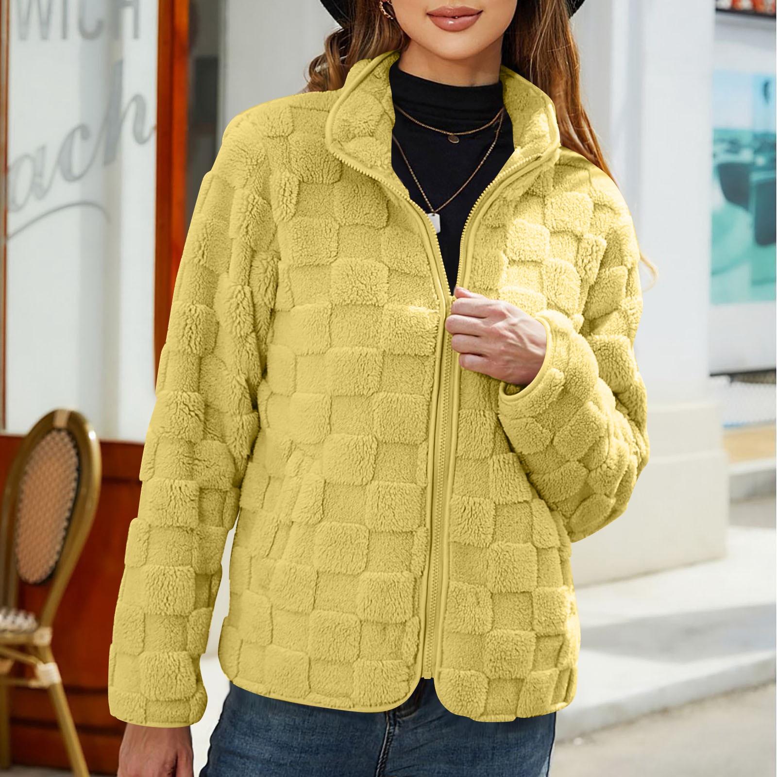 

Женское однотонное свободное модное теплое пальто большого размера с длинными рукавами XXXL жёлтый