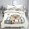 Cartoon Capybara 3D Printed Bedding Set Children's Duvet Cover Pillow Case Set Anime 100_ Polyester Cute Cartoon Home Decoration