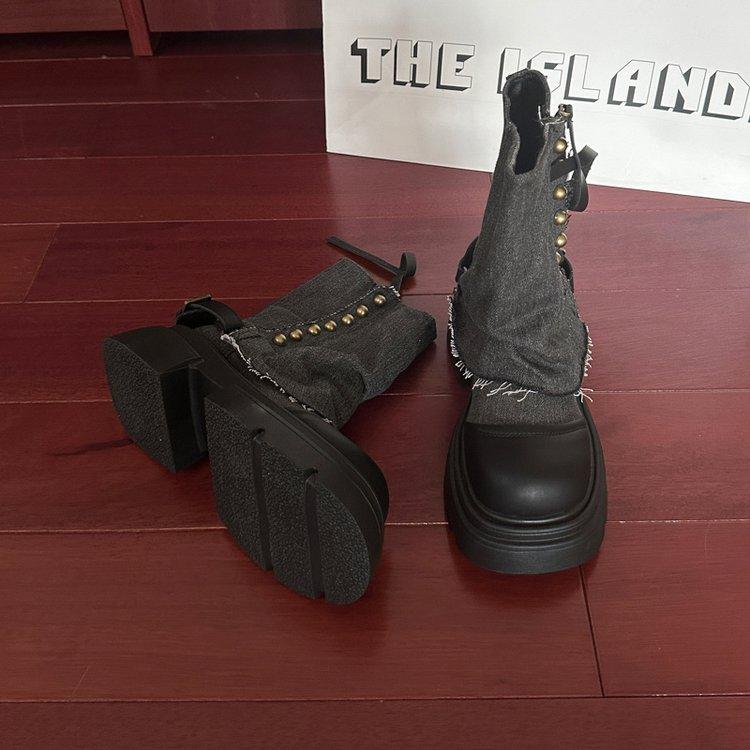 British style platform Martin boots women's 2025 autumn new versatile explosion western casual cowboy short boots children