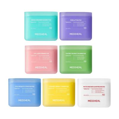 Derma Pad 7 Types 100 Pads – Calming, Pore Care, Firming & Brightening Toner Pads