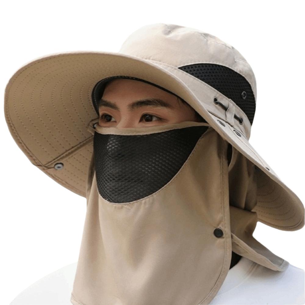 Windproof Neck Flap Bucket Hat Cooling Fan Hat for 3.7 V 500 mAh Lithium Battery Outdoor