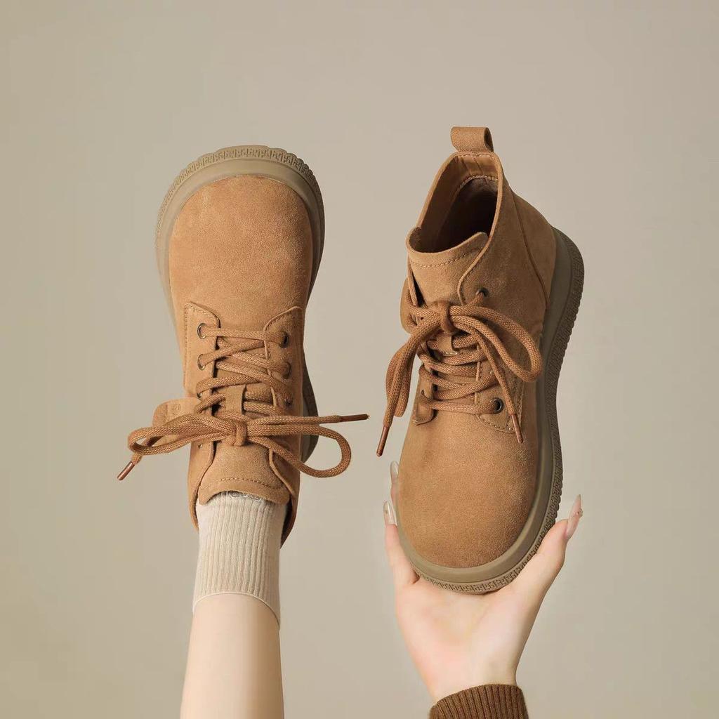 Retro Martin shoes autumn new women's lace-up matte platform casual short boots