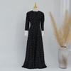 Middle East New Arrival Wooden Ear Polka Dot Long Sleeve Waist-Slimming Long Dress Polka Dot Long Sleeved Dress