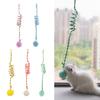 Shulemin Cat Toy,Striped Print Ring Bell Plush Ball Bendable Hanging Cat Toy with Suction Cup Stress Relief Funny Cat Swing Toy for Table