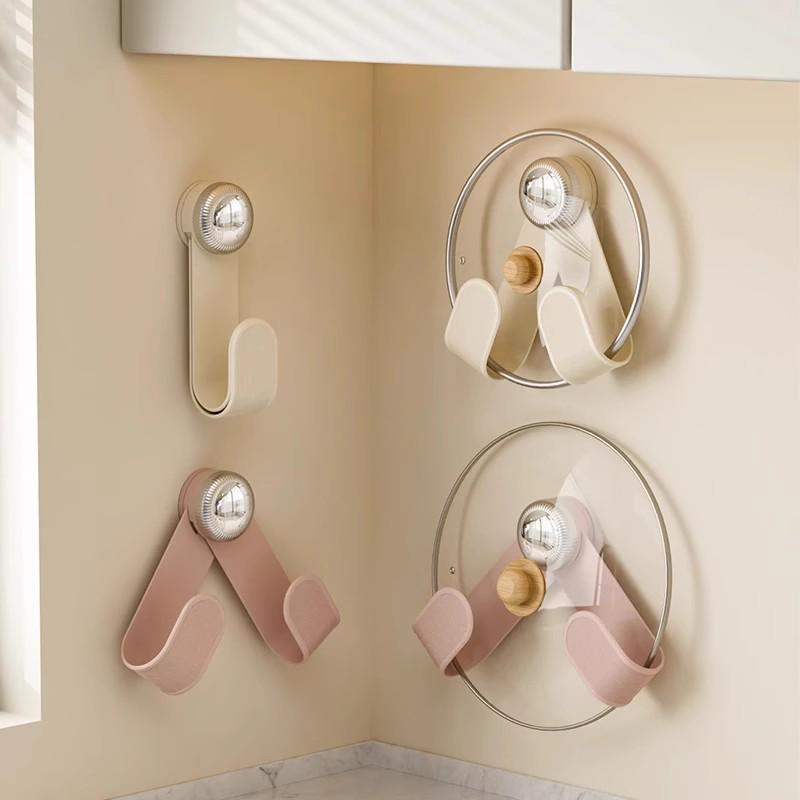 Rotating Pot Lid & Cutting Board Holder - Punch-Free, Wall-Mounted Kitchen Storage with Suction Cup