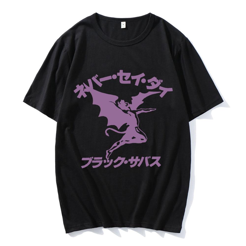 Never Say Die Henry T-Shirt Black Sabbath Rock Band Tshirts Short Sleeve Cotton Loose Tee-shirt Grunge Hip Hop Streetwear