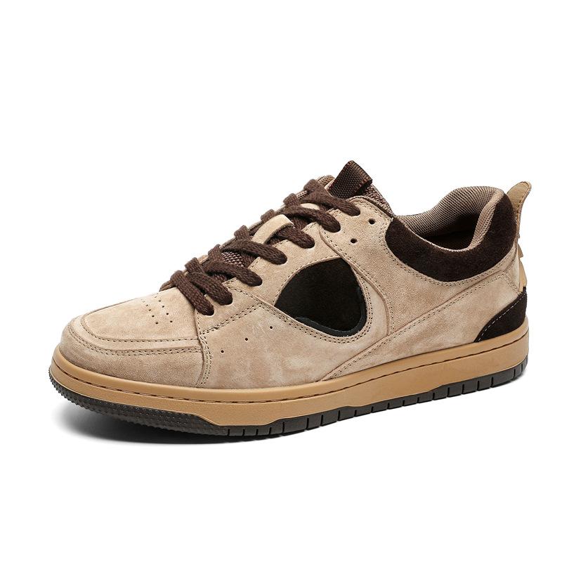 

Board shoes men 2026 Spring and Autumn genuine leather breathable sports and leisure shoes niche thick soled bread shoes 38 хаки