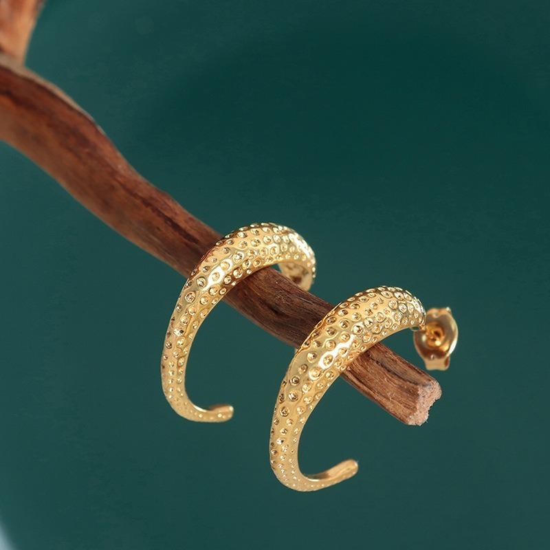 Meier French-inspired Minimalist and Unique Earrings. Women's Stud Earrings, Titanium Steel, 18k Gold Plated Jewelry