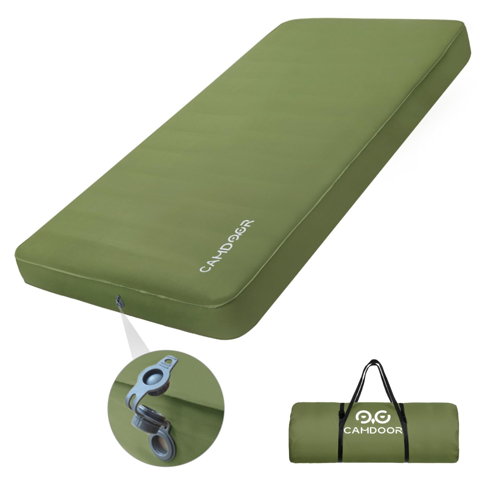 

CAMDOOR Camping Thick 10cm Air Mattress Automatic Inflation Soft Automatic Inflatable Mattress for Car and Camping Disaster Suitable for All Includes зелёный