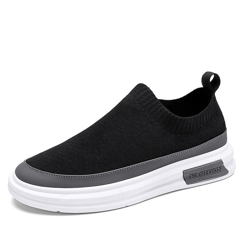 2025 Spring and Summer New Fly-woven Breathable Men's Shoes One-pedal Socks Shoes Fashionable Platform Sports and Leisure Men's Trendy Shoes