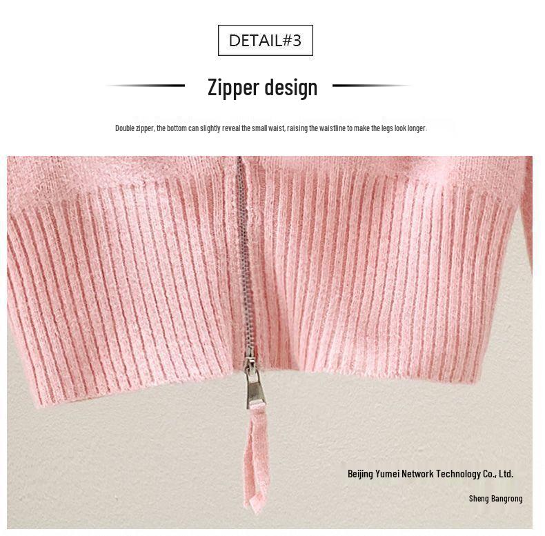 Sweet Autumn & Winter Women's Double Zipper Hooded Knitted Sweater Set