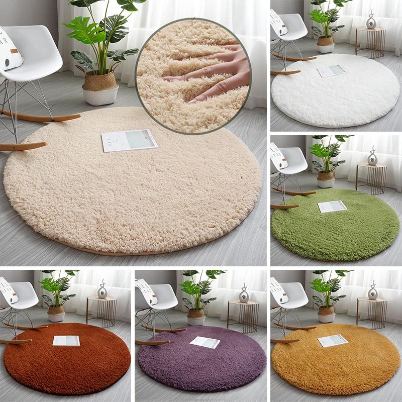 Plush Round Rug For Floor Living Room Nordic Round Mat Plush Area Carpet Shaggy Rug For Room Decor Prayer Mat Tapetes De Quarto