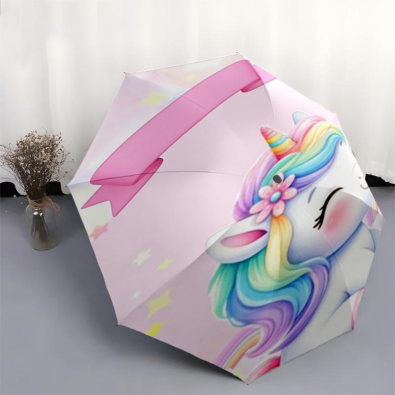 1pc Unicorn Umbrella Automatic Open/close, 8-Rib Durable Frame, Compact Folding Design, Ideal Birthday/Holiday Gift  1120A