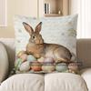 2D Rabbit With Eggs And Lillies Decorative Pillow Cover Pattern Cushion Cover Suitable For Sofa Bedroom Car Pillow Cover