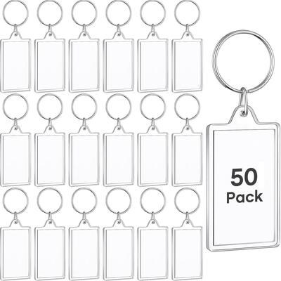 50pcs Transparent Acrylic Photo Picture Keychain – Blank Photo Insert Key Ring, DIY Personalized Gift for Family and Friends