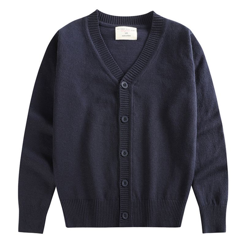 4-12 år Kid Strikket Cardigan Coat Vinter V-hals Knapp Genser