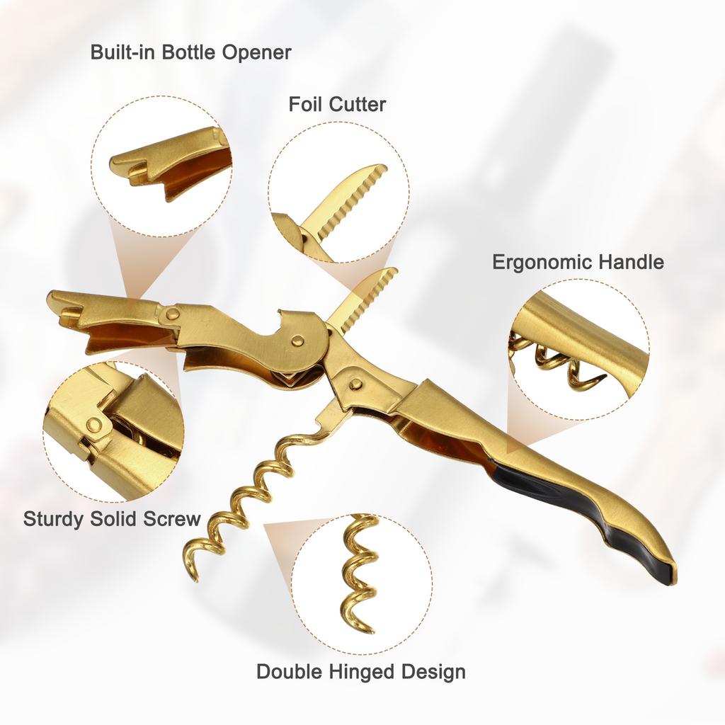 1/3Pcs Professional Waiters Corkscrew Stainless Steel Wine Key with Ergonomic Wood Grip Beer Bottle Opener and Foil Cutter