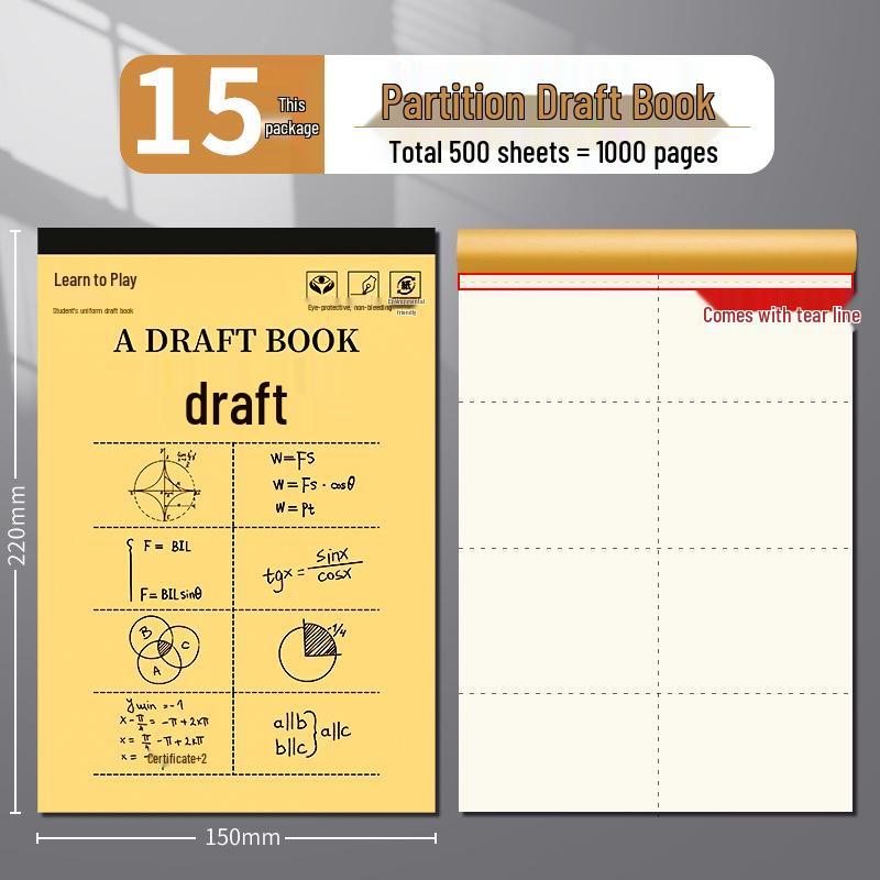 Partitioned Math Scratch Notebook for Students: Elementary To High School - Kraft Cover
