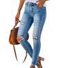 Ripped Slim-fit Washed Torn Pants Women's Jeans Trousers